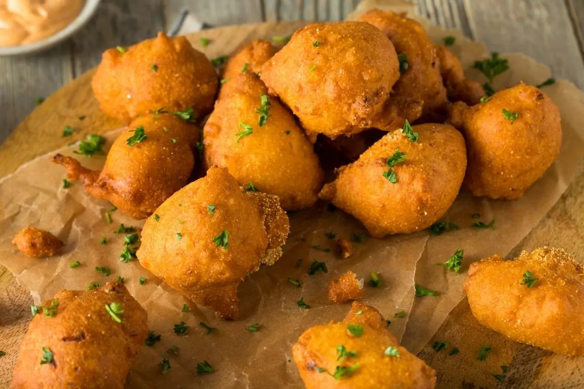 hush puppies on brown paper