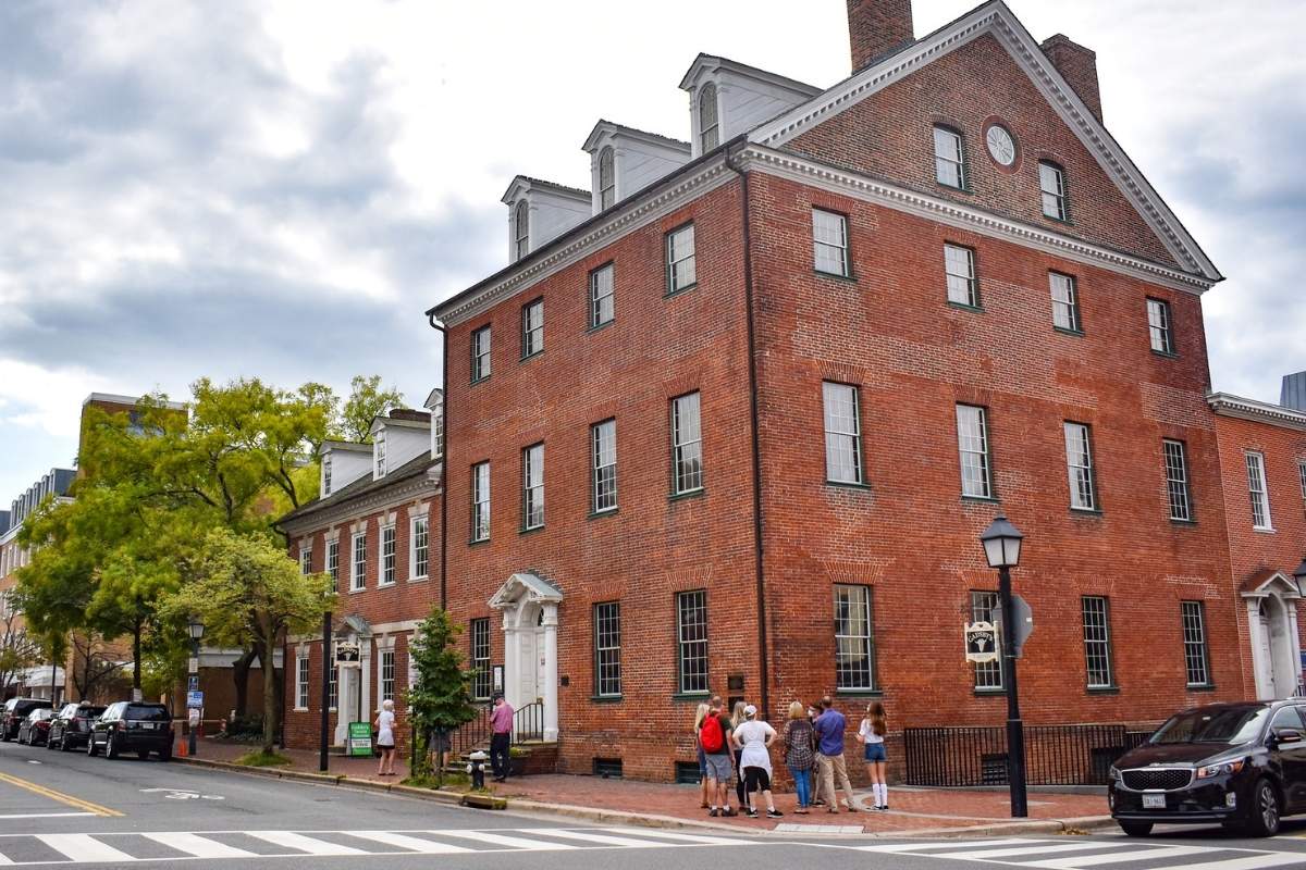 historic brick building on street corner