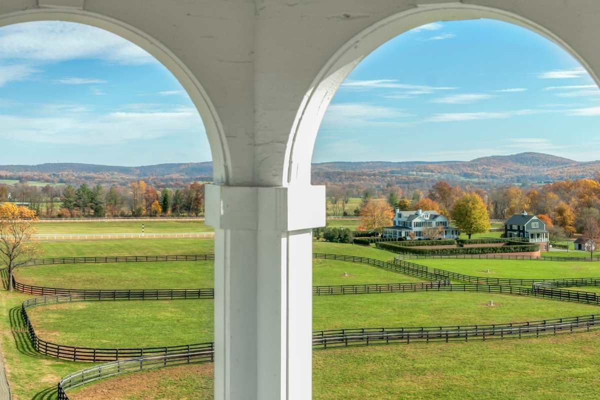 view of mountain foothills from covered porch