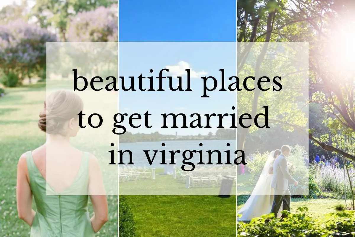 3 images of pastoral wedding venues with brides and bridesmaids