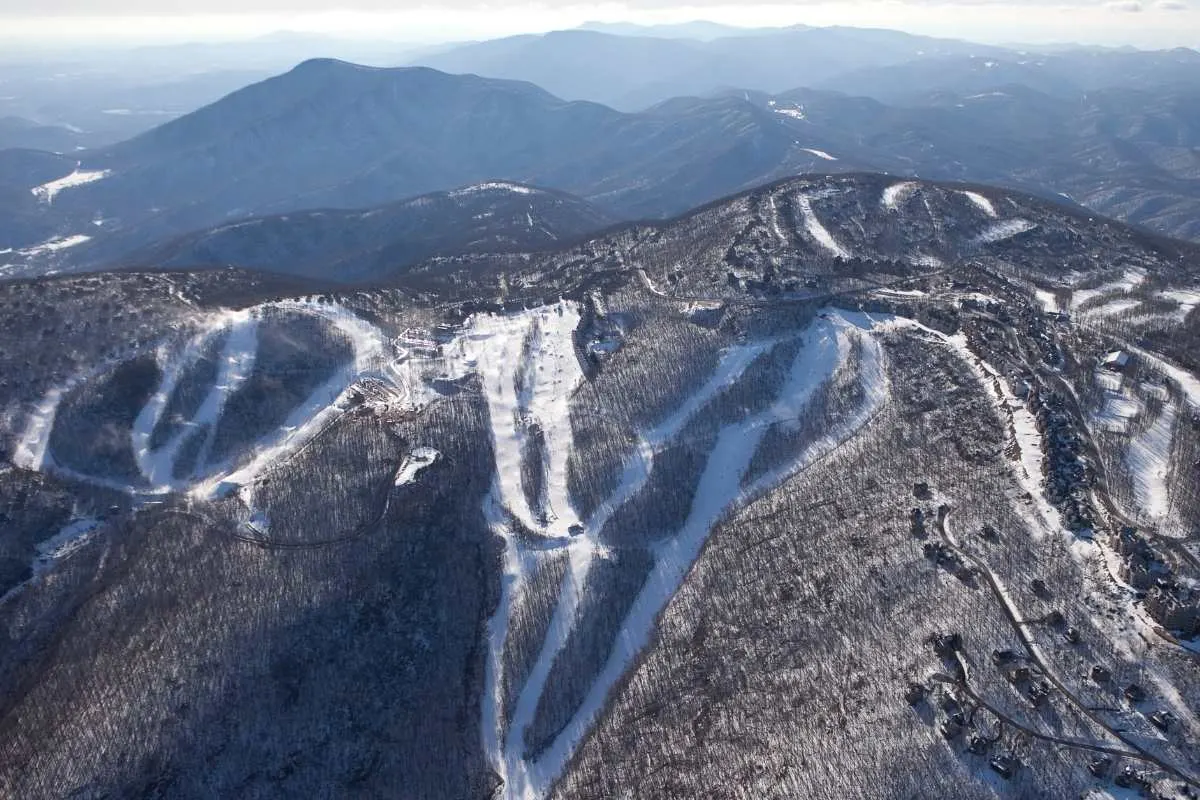mountain with ski slopes
