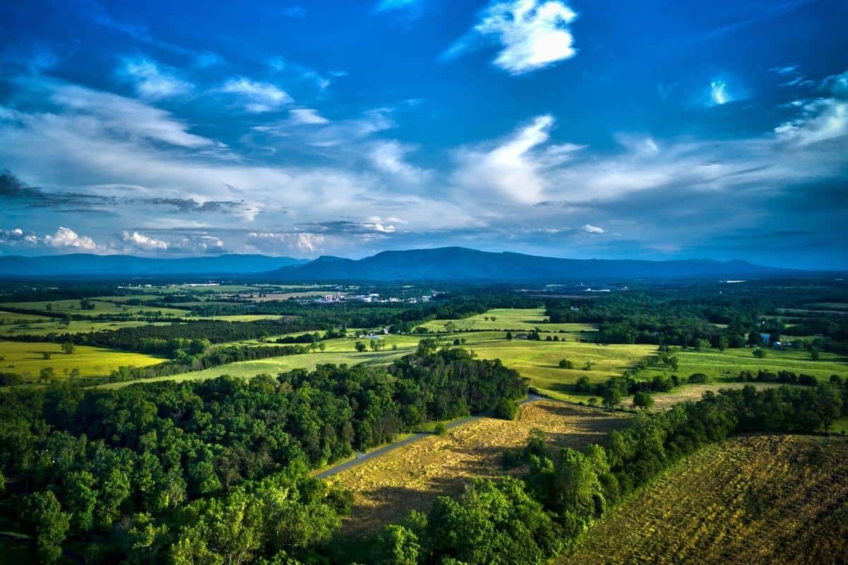 panoramic view of blue ridge mountains on sunny day