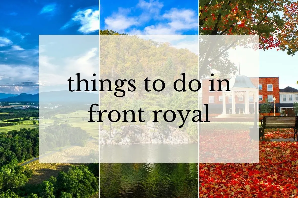 grid of 3 images with mountain valley, historic downtown, and autumn river