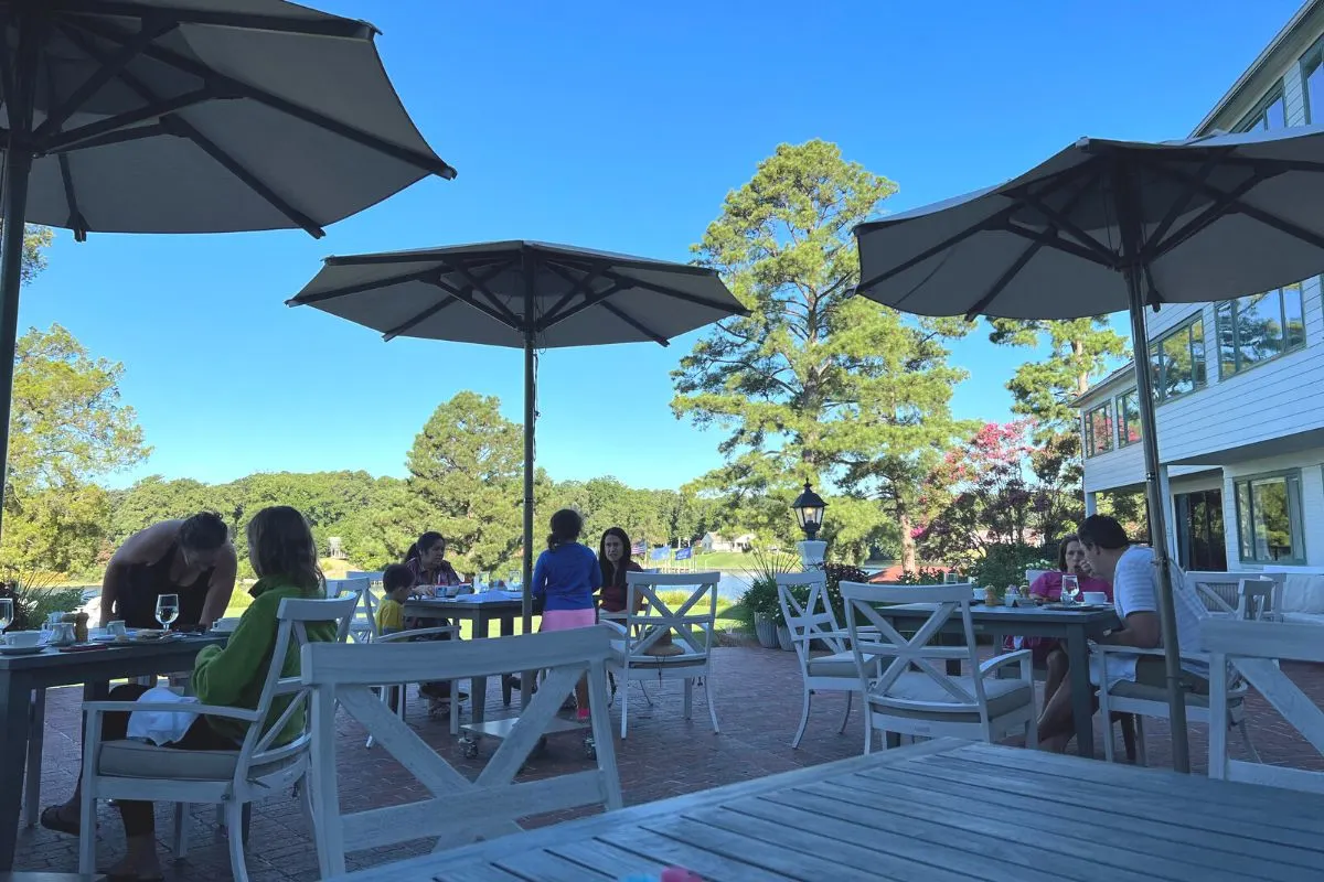 outdoor seating near. water