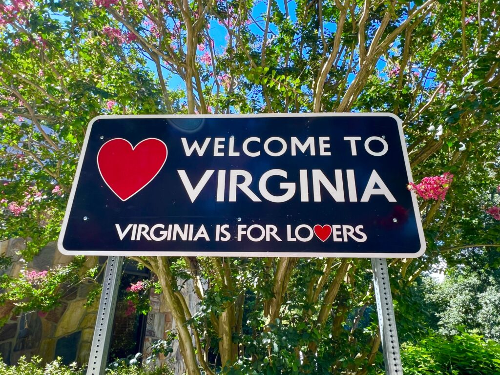 Welcome to the historic travel destination of Virginia, known as "Virginia is for lovers" sign.