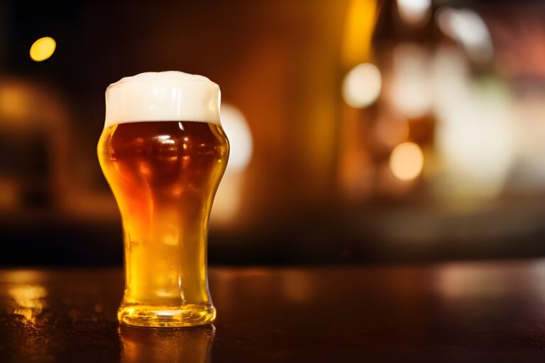 A glass of beer sits at a Roanoke brewery.